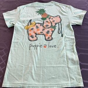 Puppie Love Pineapple Pup Tee Women’s Small Short Sleeve Light Green